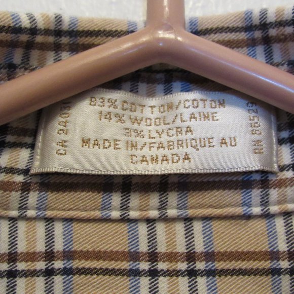 Viyella Men's Shirt Wool and Cotton Plaid Check Print Made in Canada Sz M EUC - Picture 10 of 11